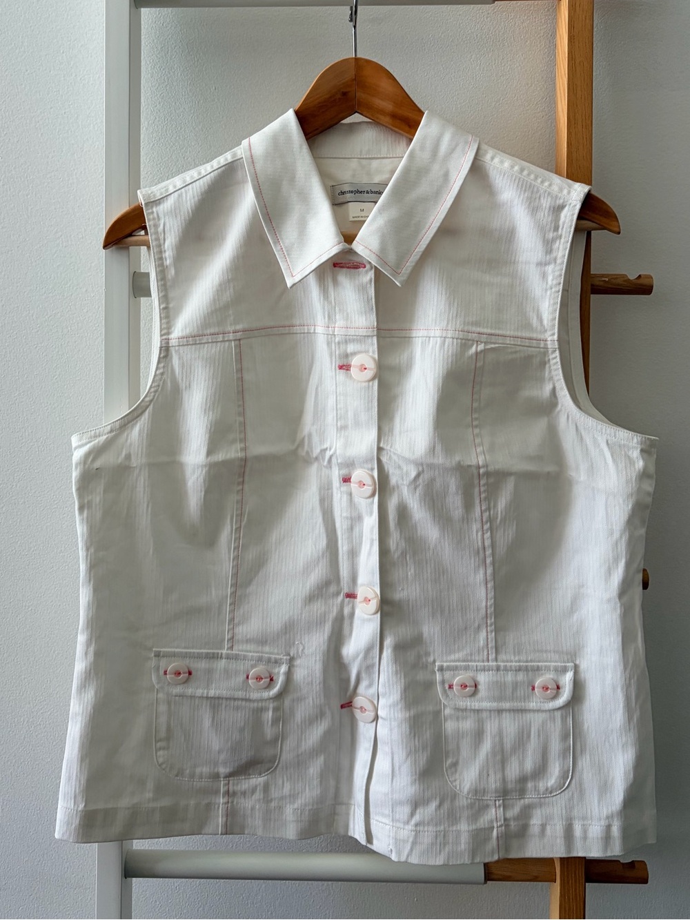 Women’s Christopher & Banks White Sleeveless Button-Front Shirt Vest